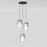 Hand-Carved Alabaster Cylinder Pendant Light in Glass Shell