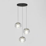 Hand-Carved Alabaster Cylinder Pendant Light in Glass Shell