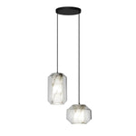 Hand-Carved Alabaster Cylinder Pendant Light in Glass Shell