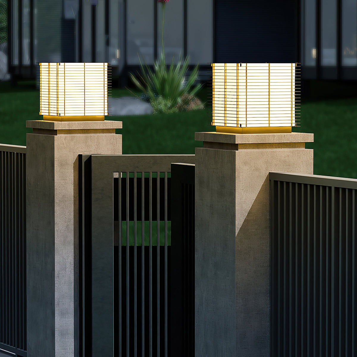 Grid Post Outdoor Light — Weatherproof Matte Black LED Post Lamp