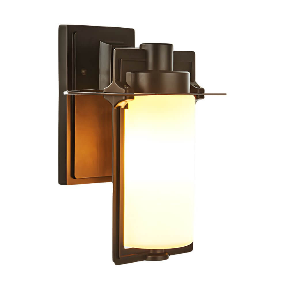 Aurora Glass Outdoor Wall Lantern Sconce in Vintage Brown