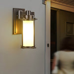 Aurora Glass Outdoor Wall Lantern Sconce in Vintage Brown