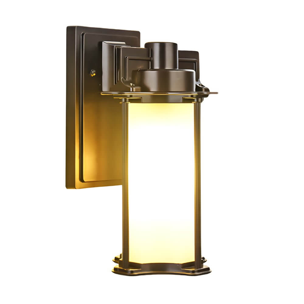 Aurora Glass Outdoor Wall Lantern Sconce in Vintage Brown