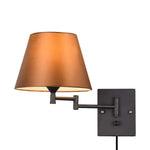 Swing Arm Wall Sconce with Fabric Shade in Black Iron