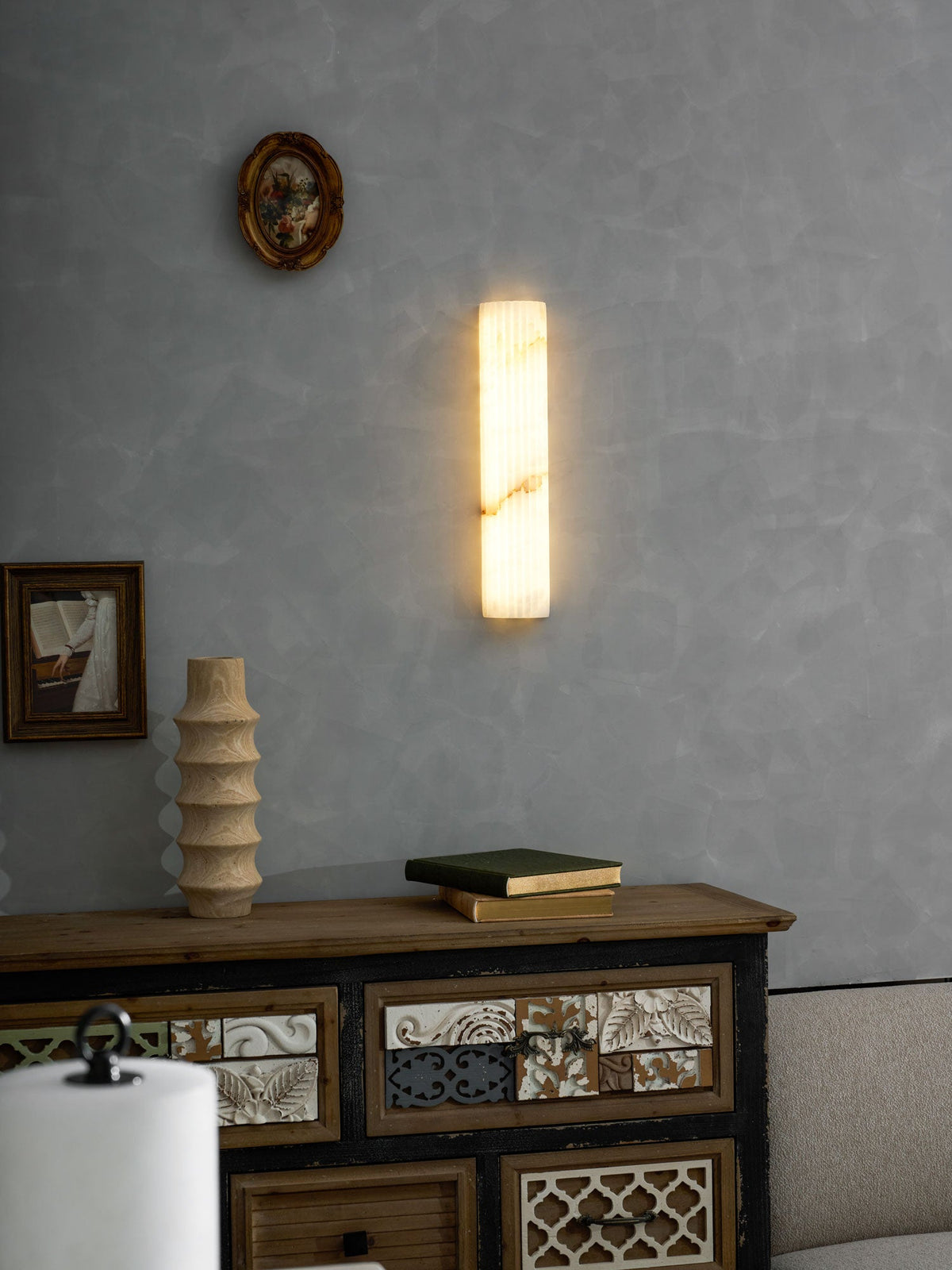 Alvia Alabaster Wall Sconce — Natural Stone LED Wall Light