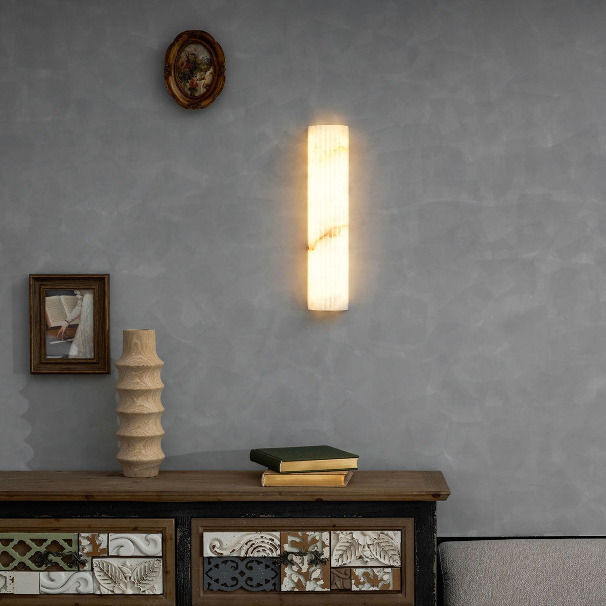 Alvia Alabaster Wall Sconce — Natural Stone LED Wall Light
