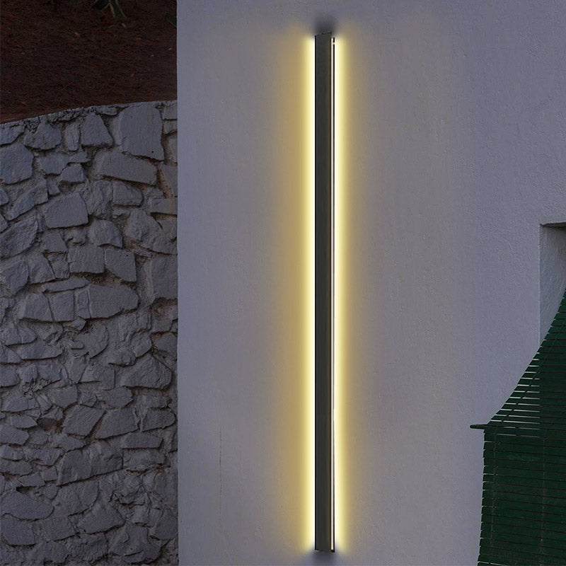 Linear LED Outdoor Wall Light in Matte Black, Waterproof Architectural Exterior Fixture