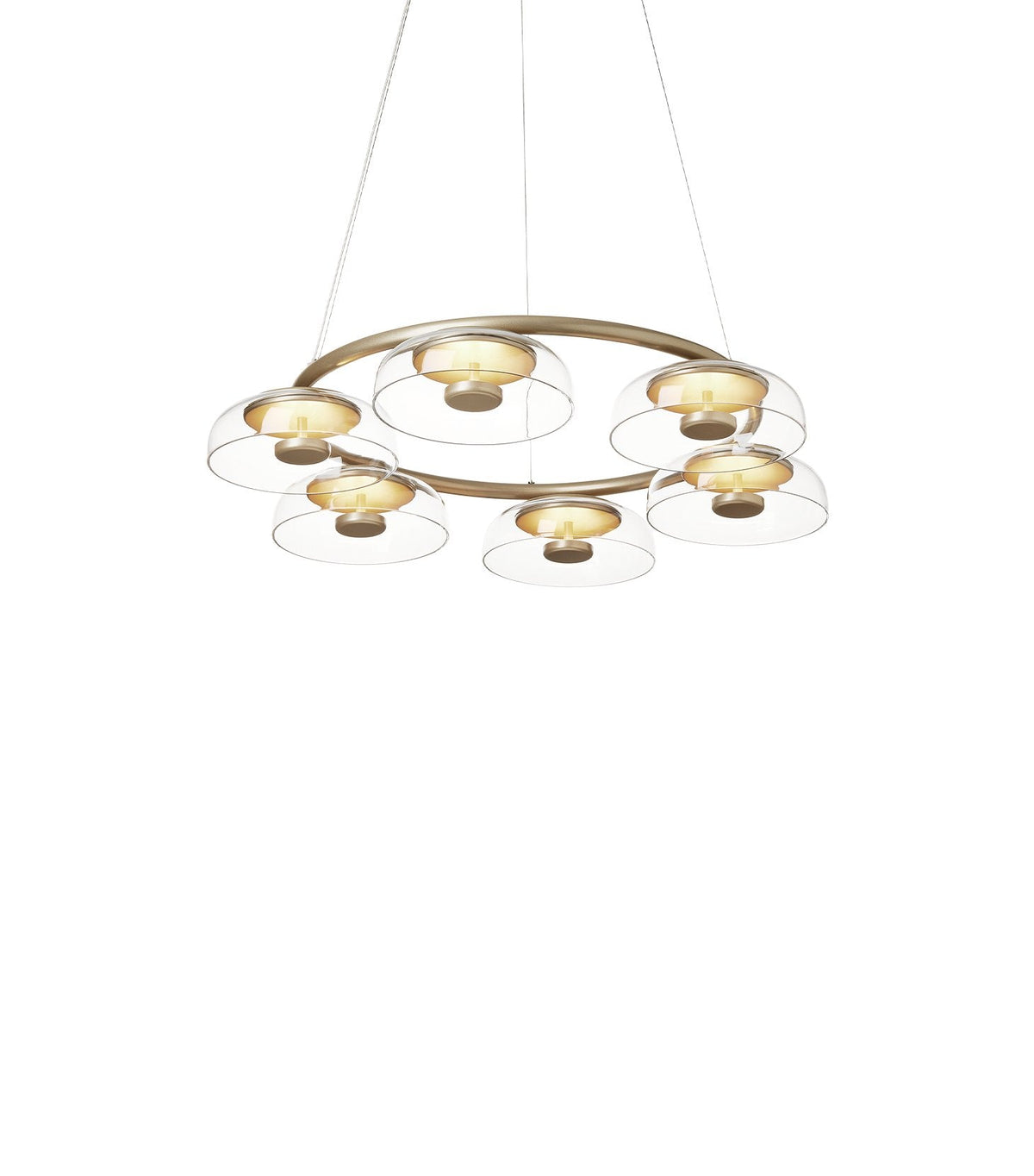 Solara LED Chandelier in Brass and Glass for Modern Interiors