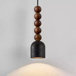 Vareon Totem Pendant Light – Sculptural Wood & Black Travertine Hanging Lamp