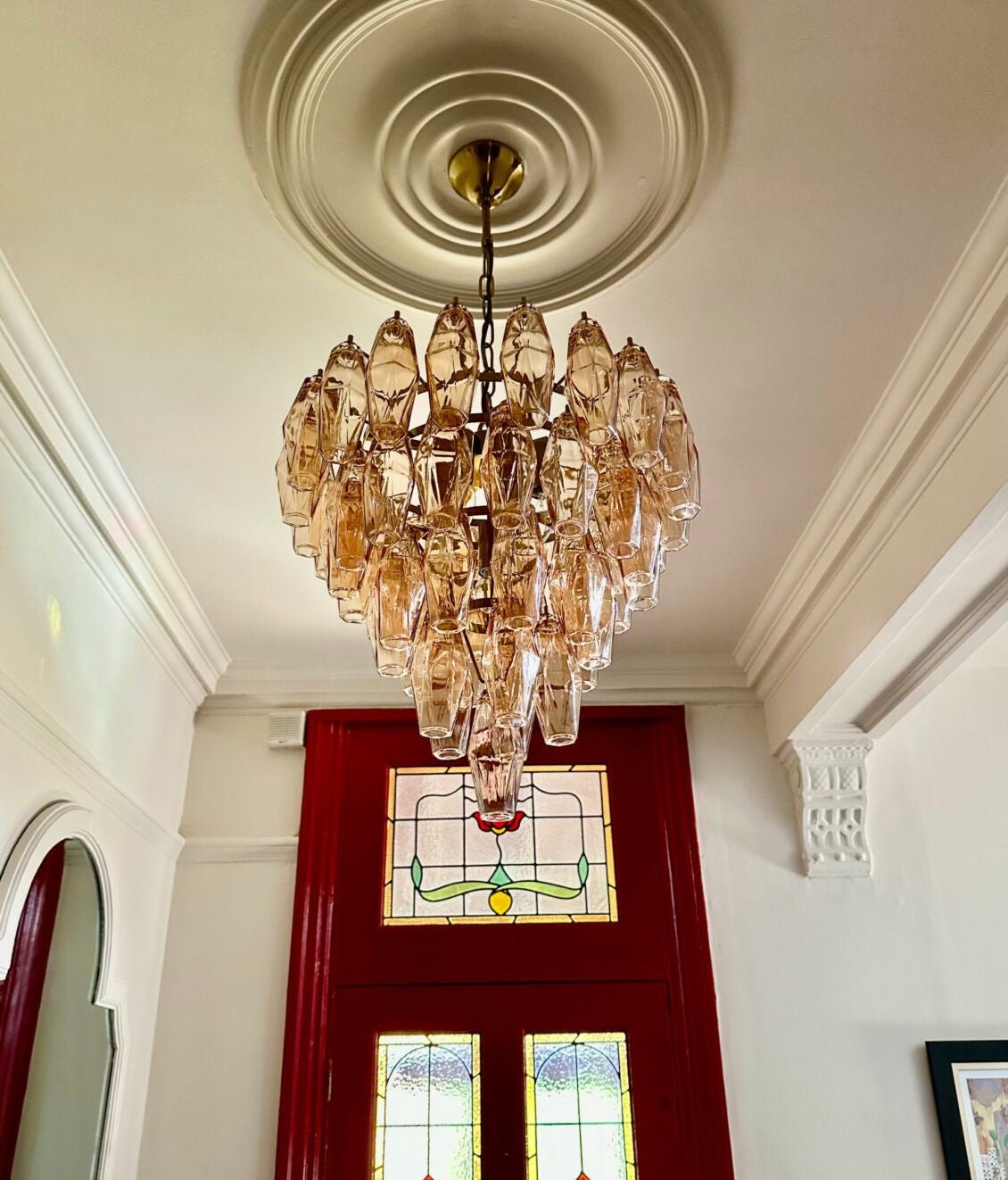 Asti Glass Prism Chandelier in Gold Finish for Modern Interiors