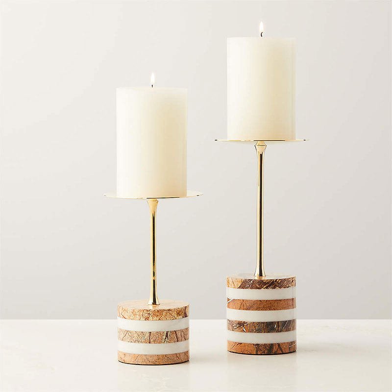 Strata Rise Sculptural Marble Candle Holder for Ambient Interiors