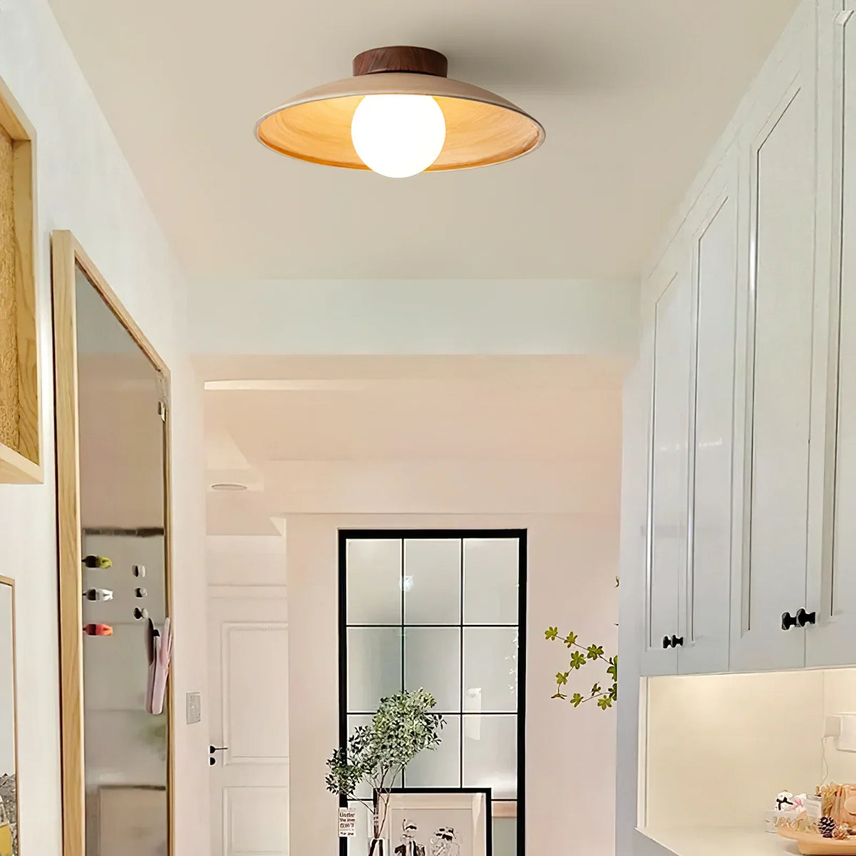 Rustic Mini Wood Ceiling Lamp