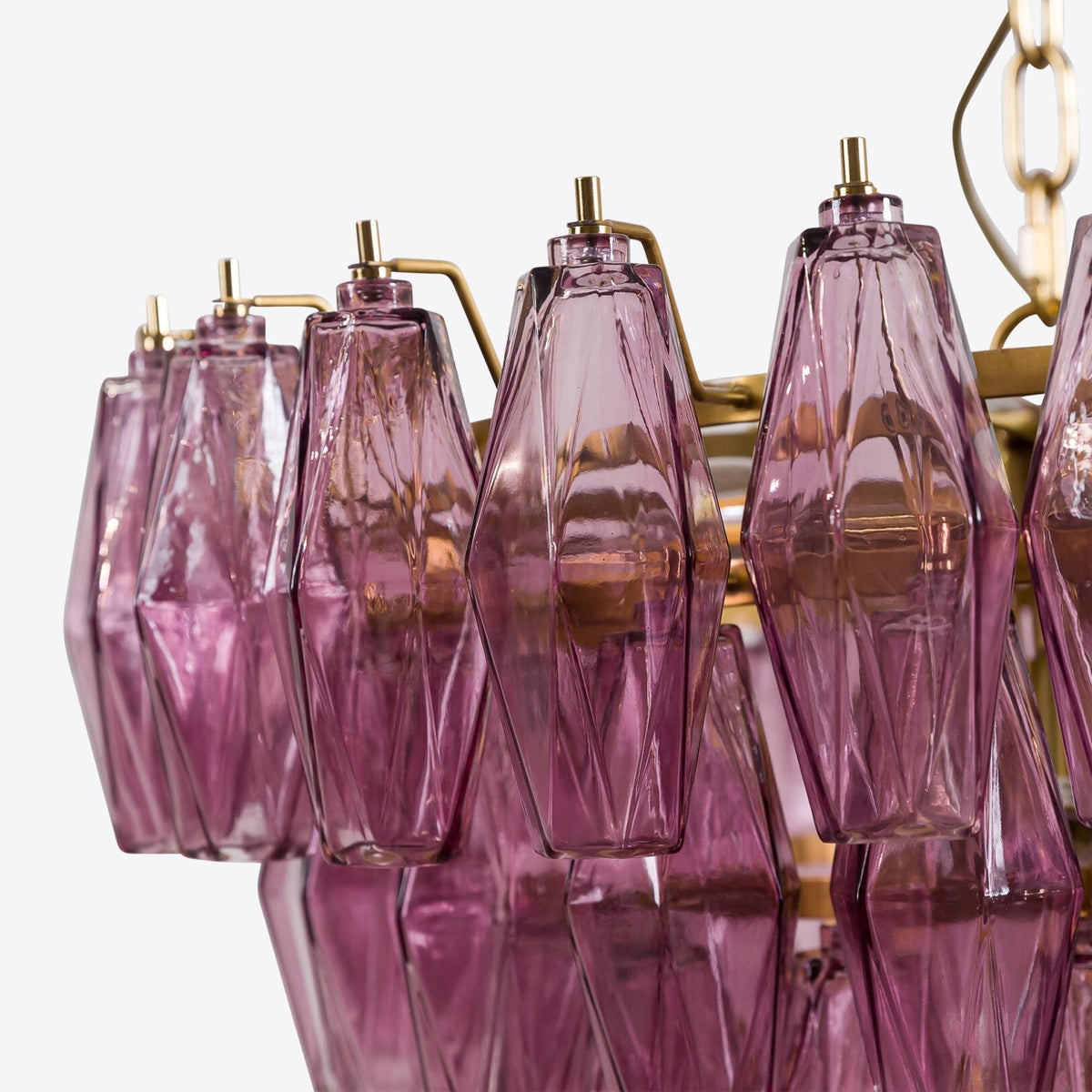 Asti Glass Prism Chandelier in Gold Finish for Modern Interiors