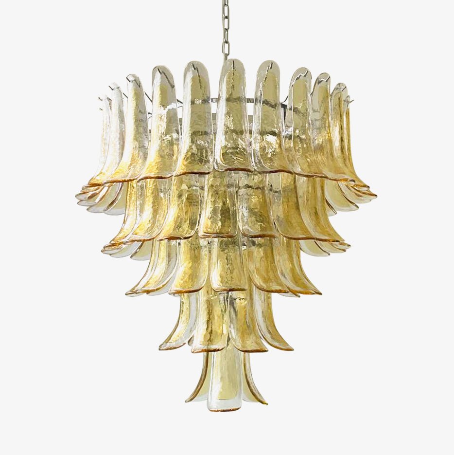 Amber Glass Petal Chandelier – Handcrafted Venetian Modern Pendant Light