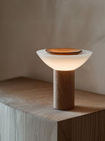 Solace Wood Table Lamp – Modern Minimalist LED Desk Light for Bedroom & Living Room