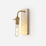 Industrial Stone Wall Sconce in Travertine and Aged Gold