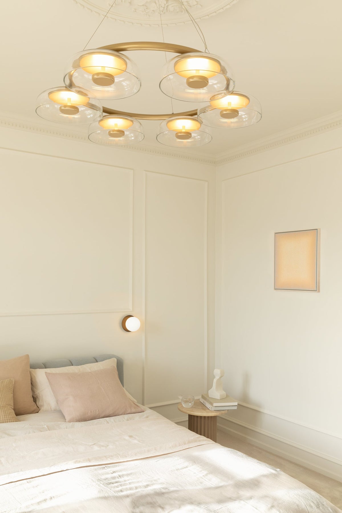 Solara LED Chandelier in Brass and Glass for Modern Interiors