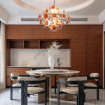 Mazzega Vistosi Style Hand-Blown Amber Glass Chandelier in Nickel