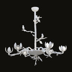 Passera Sculptural Plaster Chandelier with Birds and Tulip Shades