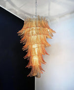 Rosalind Amber Glass Chandelier – Handcrafted Feather Design Pendant Light