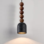 Vareon Totem Pendant Light – Sculptural Wood & Black Travertine Hanging Lamp