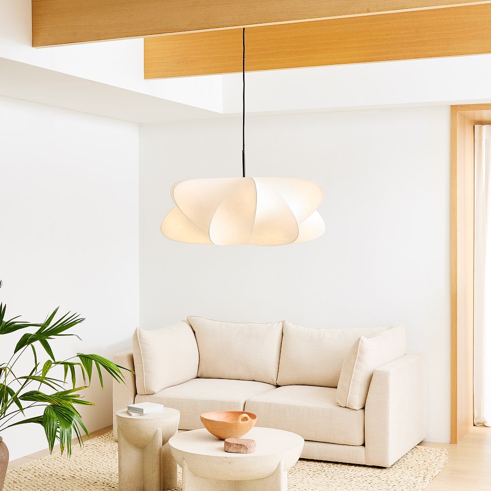 Elysia Silk Cocoon Pendant Light – Modern White Designer Hanging Lamp