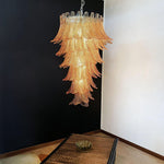 Rosalind Amber Glass Chandelier – Handcrafted Feather Design Pendant Light