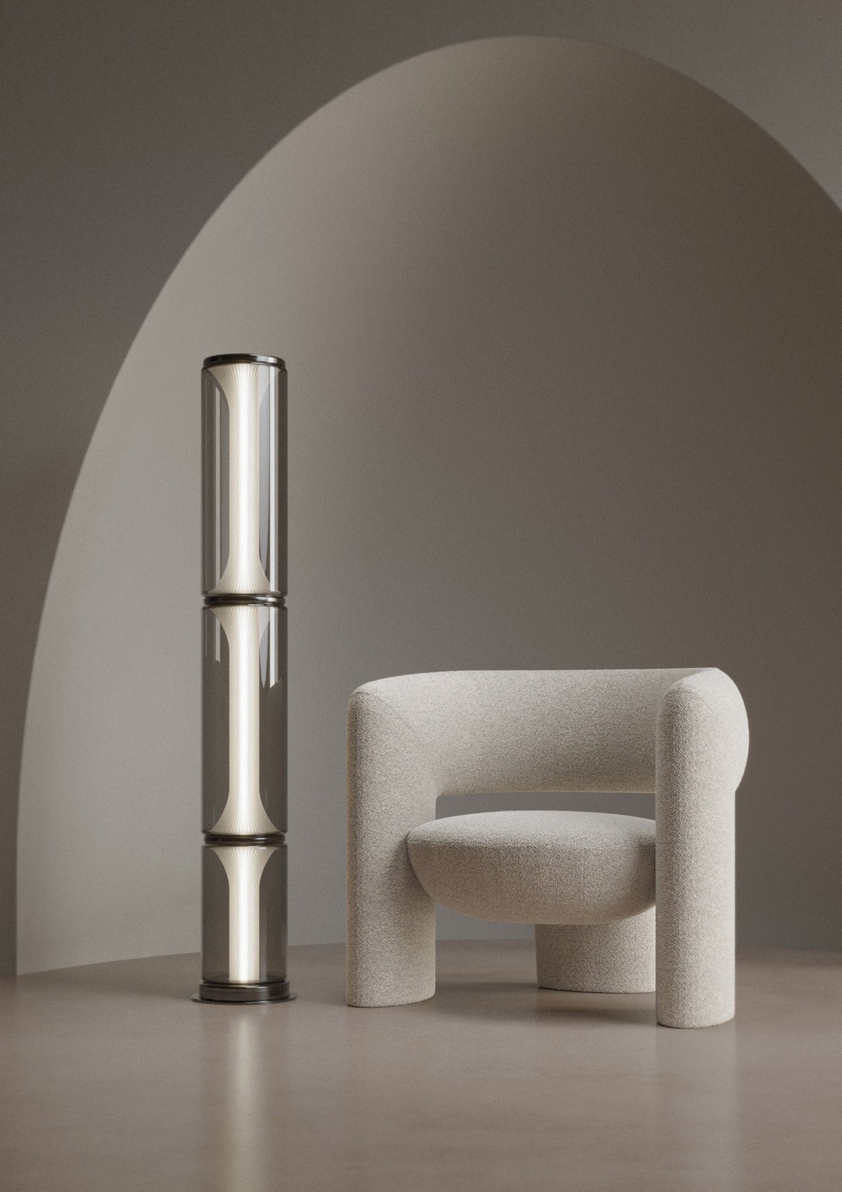 Miles Floor Lamp – Hand-Blown Glass Column Light in Copper or Pearl Black
