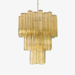 Modern Yellow Glass Tube Chandelier for Dining Room and Living Room