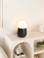 Lunare Table Lamp with Travertine Base – Modern LED Accent Light