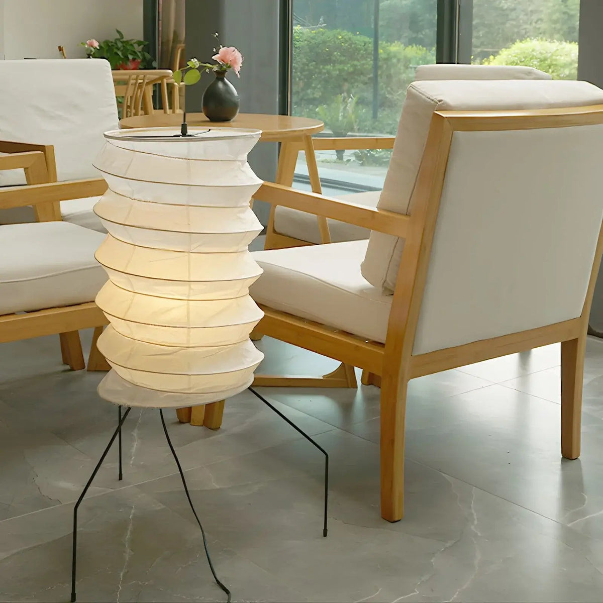 Kaze Origami Floor Lamp – Handcrafted Washi Paper & Iron Sculptural Light