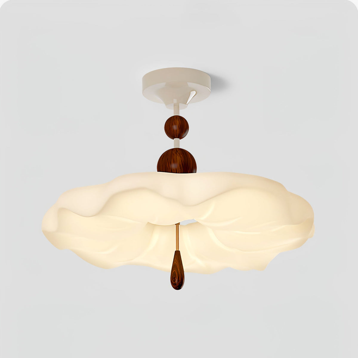 Cloudora Bloom Sculptural LED Ceiling Light in Walnut and White