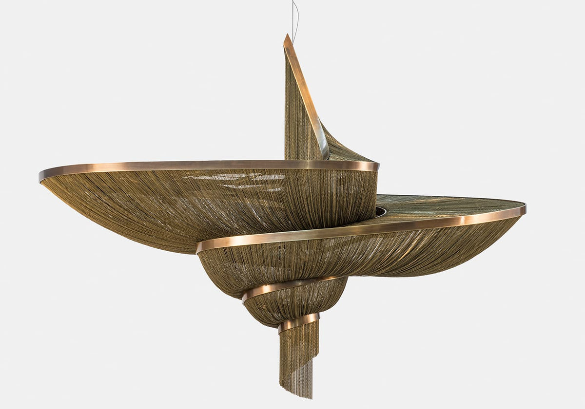 Spiral Chain Chandelier in Gold or Chrome for Modern Interiors