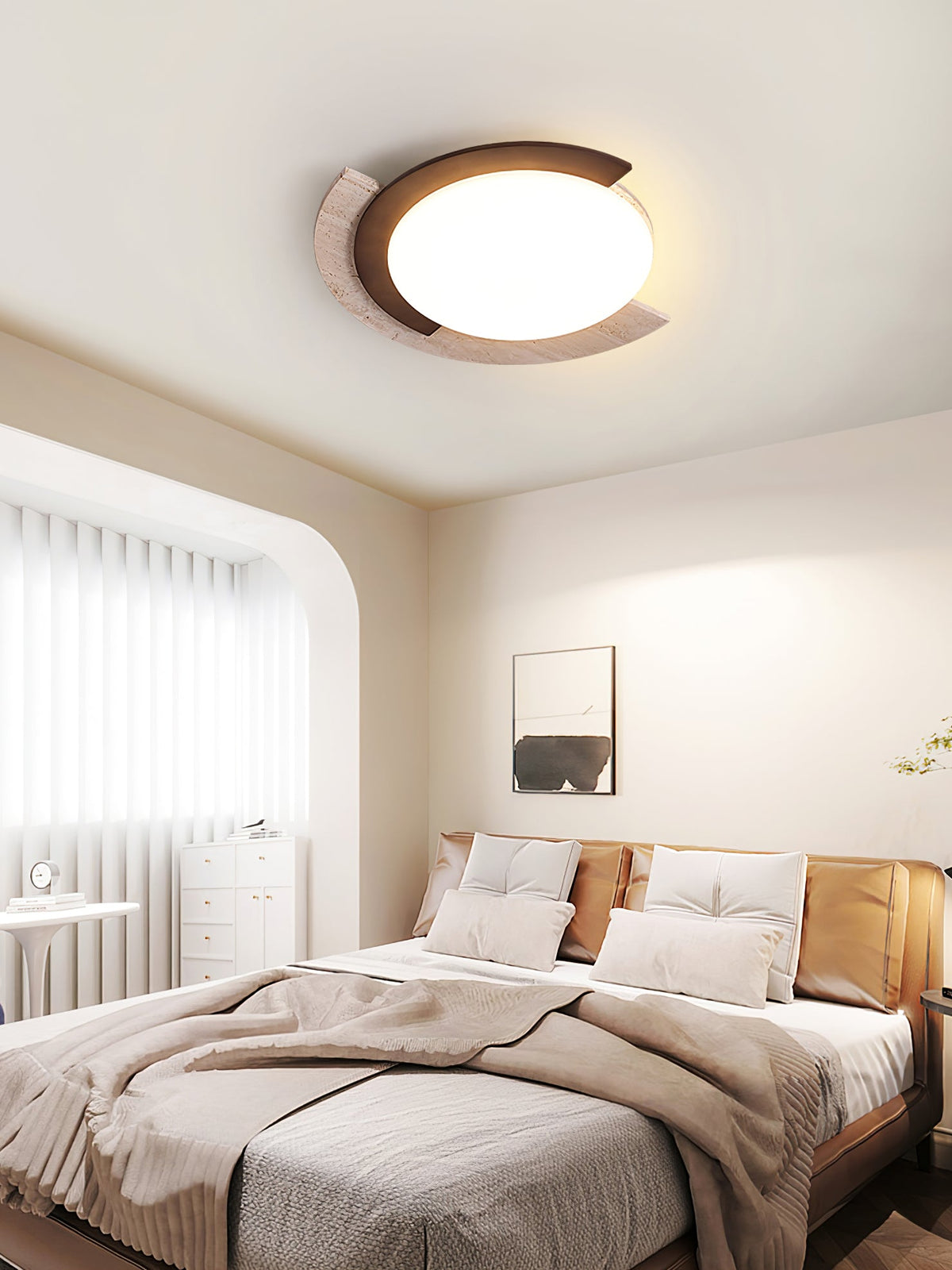 Alaric Semi-Flush Ceiling Light in Travertine and Bronze