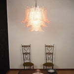 Pink Glass Leaf Chandelier – Handcrafted Designer Lighting for Elegant Interiors