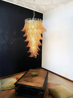 Rosalind Amber Glass Chandelier – Handcrafted Feather Design Pendant Light