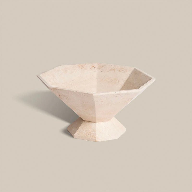 Facet Sculptural Marble Pedestal Bowl & Decorative Catchall Tray