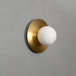 Round Alabaster Orb Wall Sconce in Brass for Modern Interiors