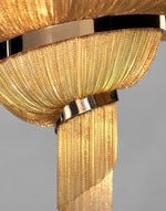Spiral Chain Chandelier in Gold or Chrome for Modern Interiors