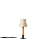 Stitched Table Lamp with Natural Parchment Shade and Wooden Base