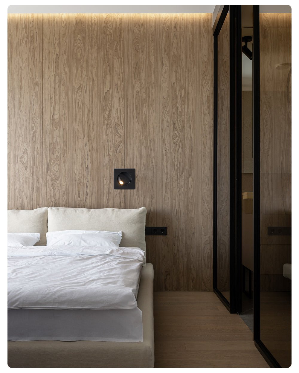 Modern Recessed Wall Sconce with Rotating LED Head, Black Finish