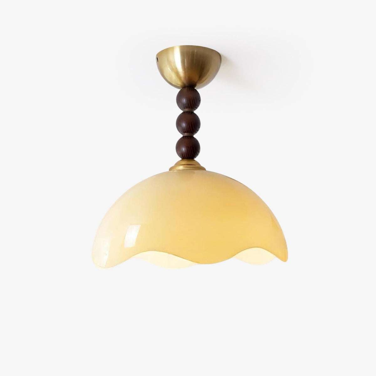 Coral Crest Ceiling Lamp – Designer Flush Mount with Wood Beads