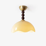 Coral Crest Ceiling Lamp – Designer Flush Mount with Wood Beads