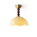 Coral Crest Ceiling Lamp – Designer Flush Mount with Wood Beads
