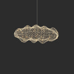 Golden Cloud Weave Pendant Light – Artisan Metal LED Hanging Lamp for Modern Interiors