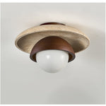 Maelis Travertine Ceiling Light – Modern Flush Mount with Wood Accents