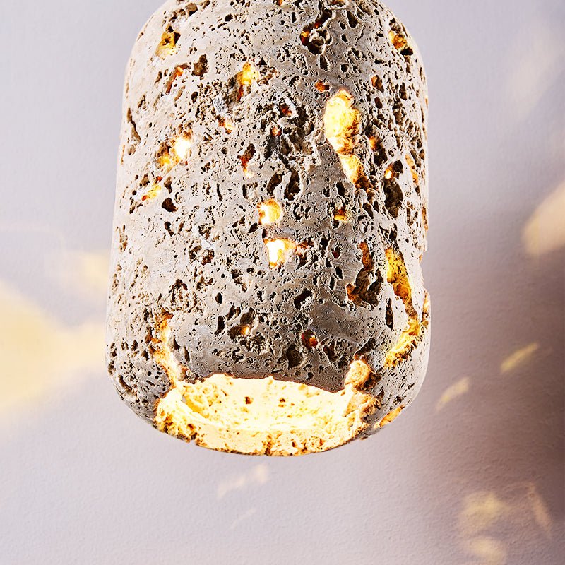 Cava Volcanic Stone Pendant Light — Sculptural Travertine Hanging Lamp