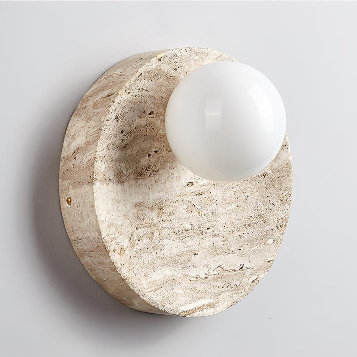 Sorella Travertine Wall Sconce with Opal Glass Globe