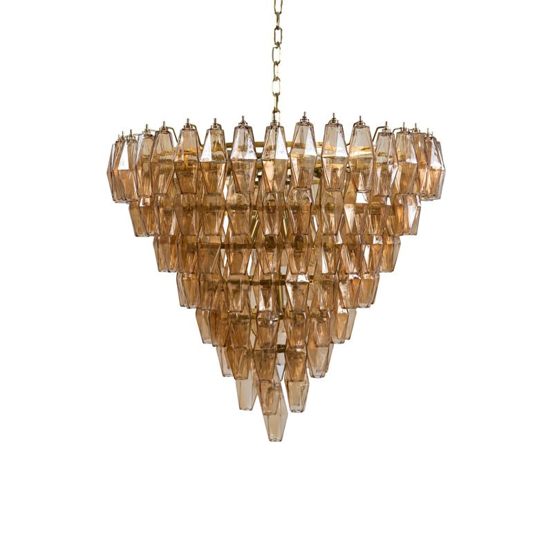 Asti Glass Prism Chandelier in Gold Finish for Modern Interiors
