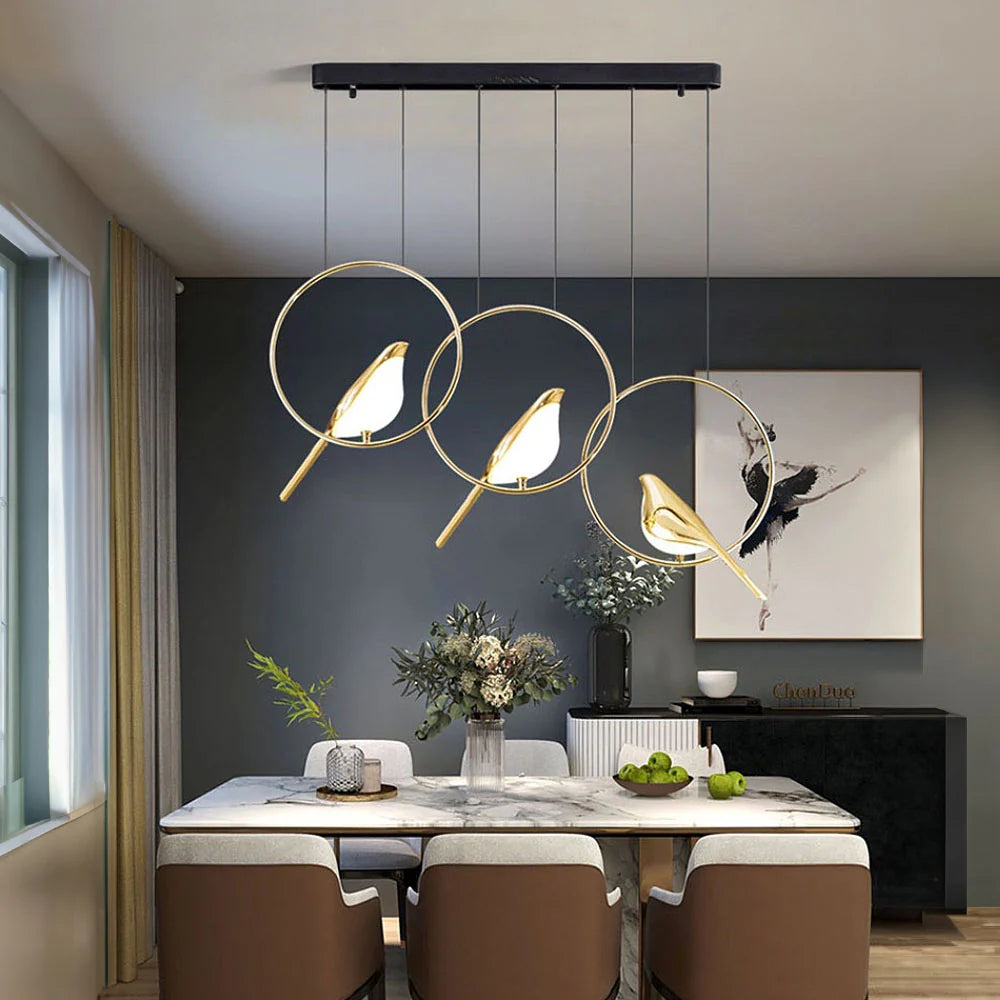 Whimsical Birds Round Pendant Light